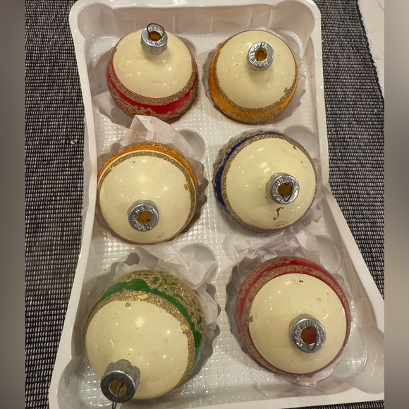 Vintage Christmas ornaments bundle set of 6 gold glitter - Picture 4 of 4